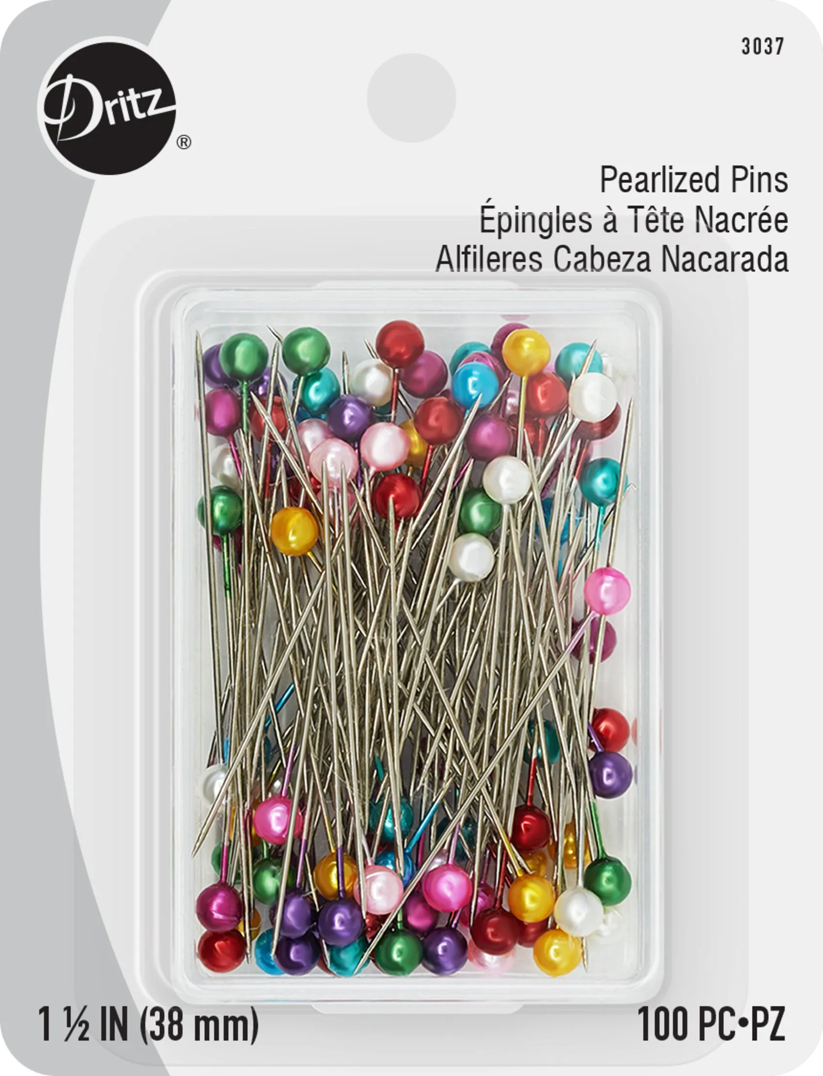1-1/2" Pearlized Pins, Assorted, 100 pc