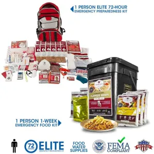 1 Person Elite Bundle (Food, Water, and Supplies) (72  Hours)