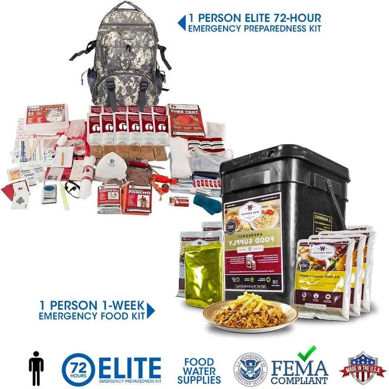1 Person Elite Bundle (Food, Water, and Supplies) (72  Hours)