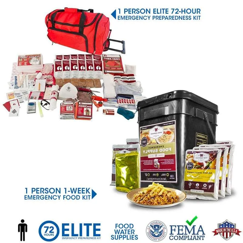 1 Person Elite Bundle (Food, Water, and Supplies) (72  Hours)