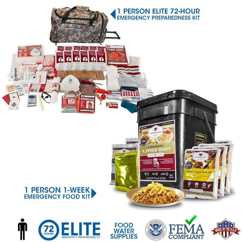 1 Person Elite Bundle (Food, Water, and Supplies) (72  Hours)