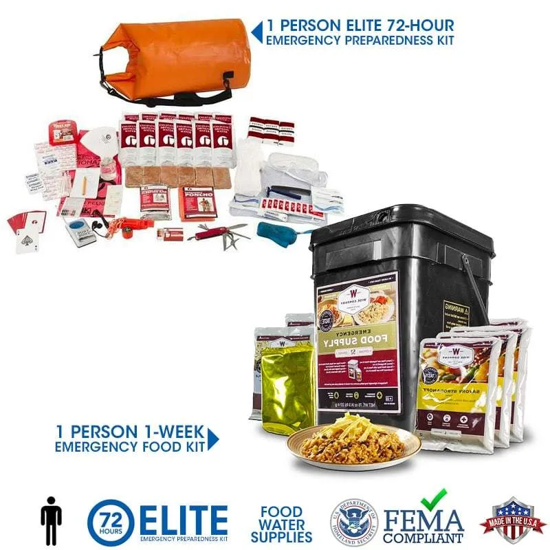 1 Person Elite Bundle (Food, Water, and Supplies) (72  Hours)