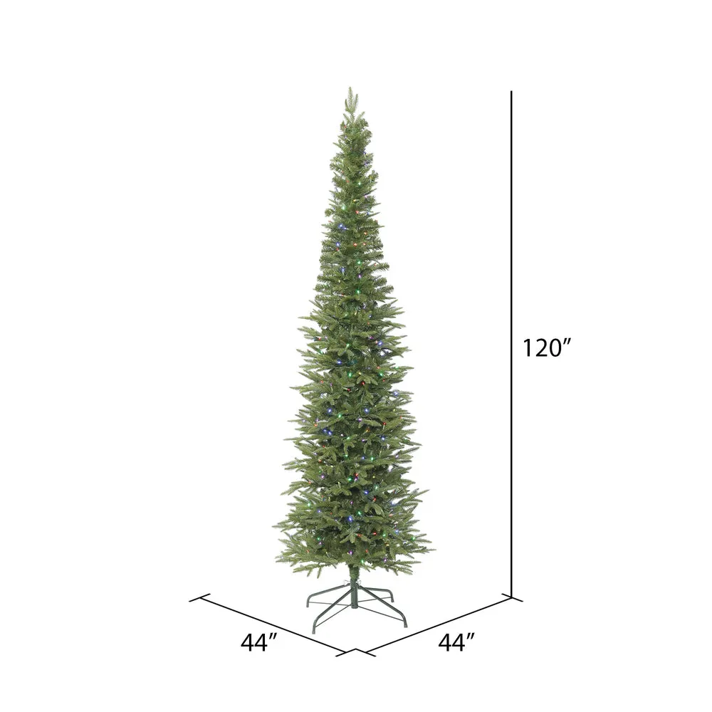 10' Bixley Pencil Fir Artificial Christmas Tree Multi-colored Dura-Lit LED
