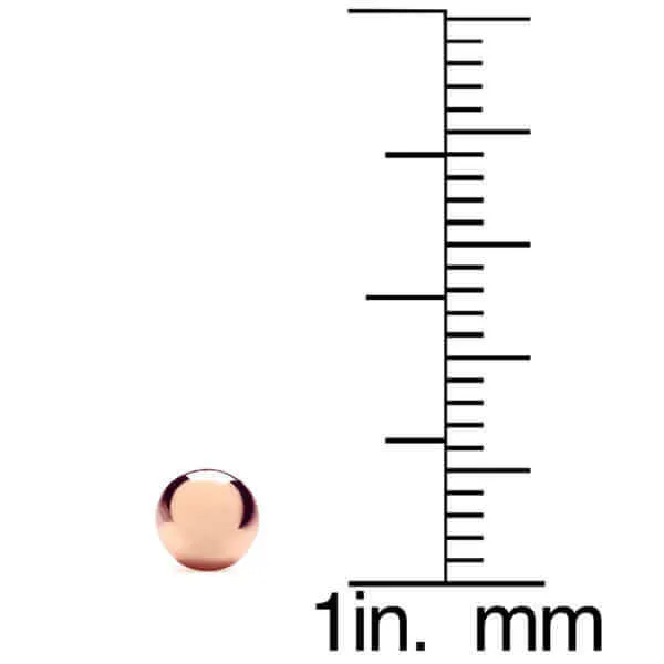 14K Rose Gold Ball Earrings High Polished from 3MM to 10MM Silicone Protected Gold Pushbacks