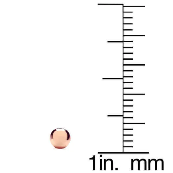 14K Rose Gold Ball Earrings High Polished from 3MM to 10MM Silicone Protected Gold Pushbacks