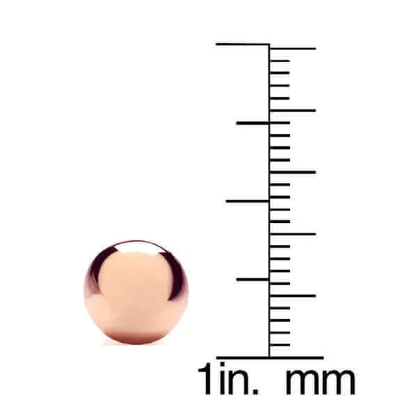 14K Rose Gold Ball Earrings High Polished from 3MM to 10MM Silicone Protected Gold Pushbacks