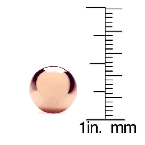 14K Rose Gold Ball Earrings High Polished from 3MM to 10MM Silicone Protected Gold Pushbacks