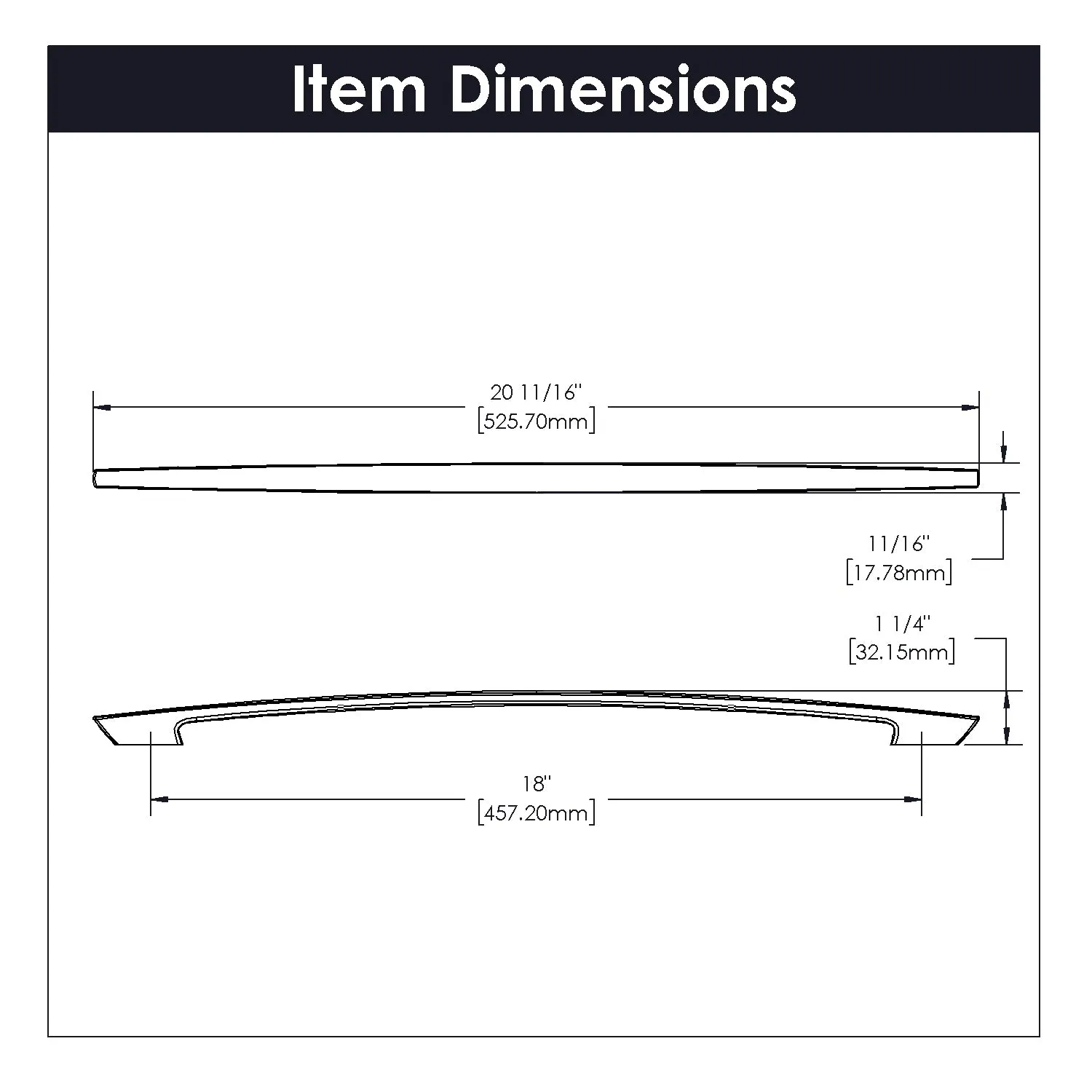18 inch (457mm) Velocity Cabinet Pull