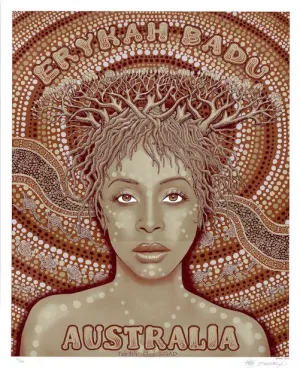 2011 Erykah Badu - Australia Silkscreen Concert Poster by Emek