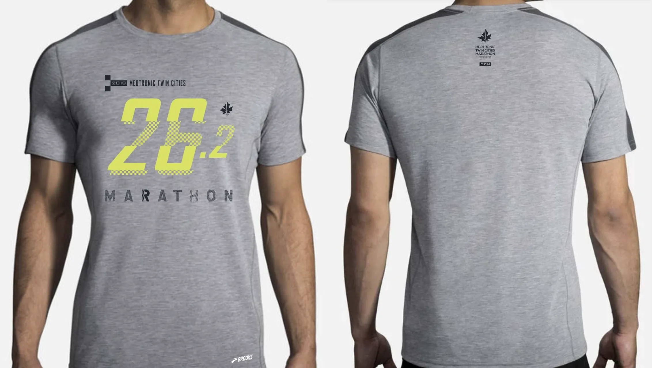 2019 Brooks TCM Marathon Distance Short Sleeve - Heather Ash/Asphalt
