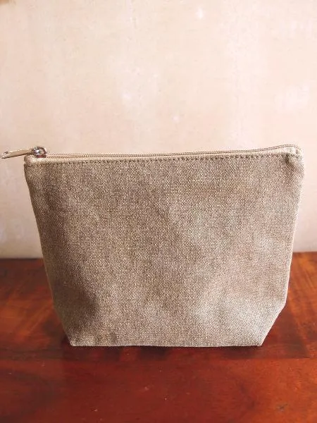 240 ct Zippered Jute / Canvas Pouch Cosmetic Bag with Gusset - By Case