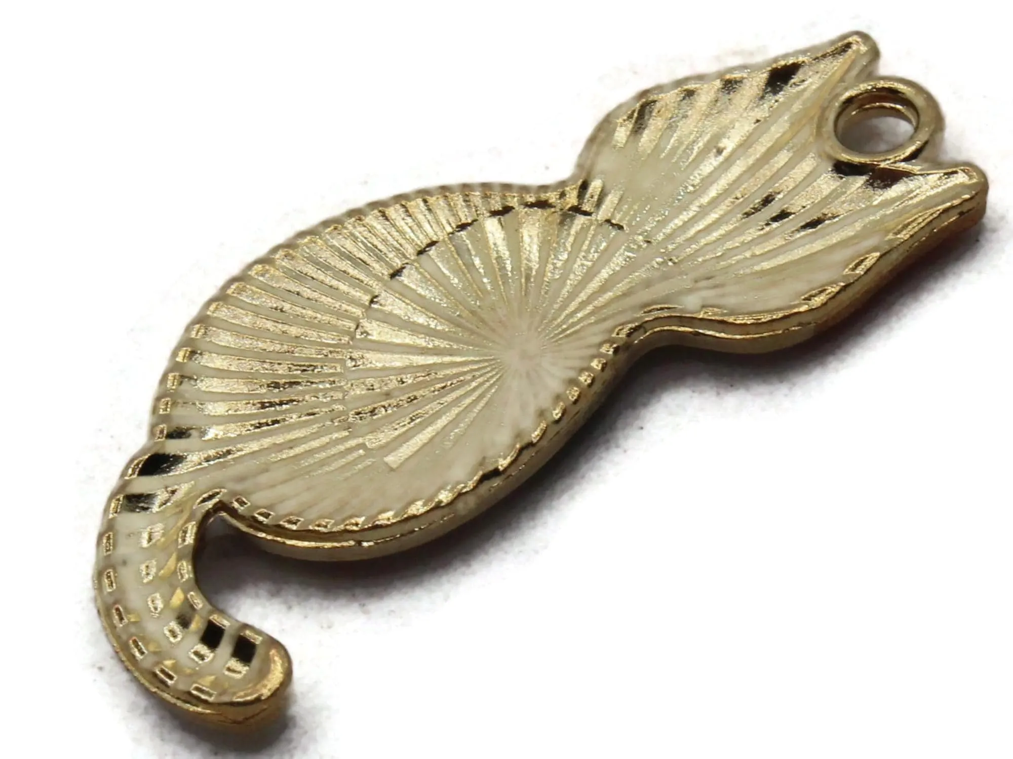 30mm White Orange and Black Cat Enamel and Alloy Metal Pendant