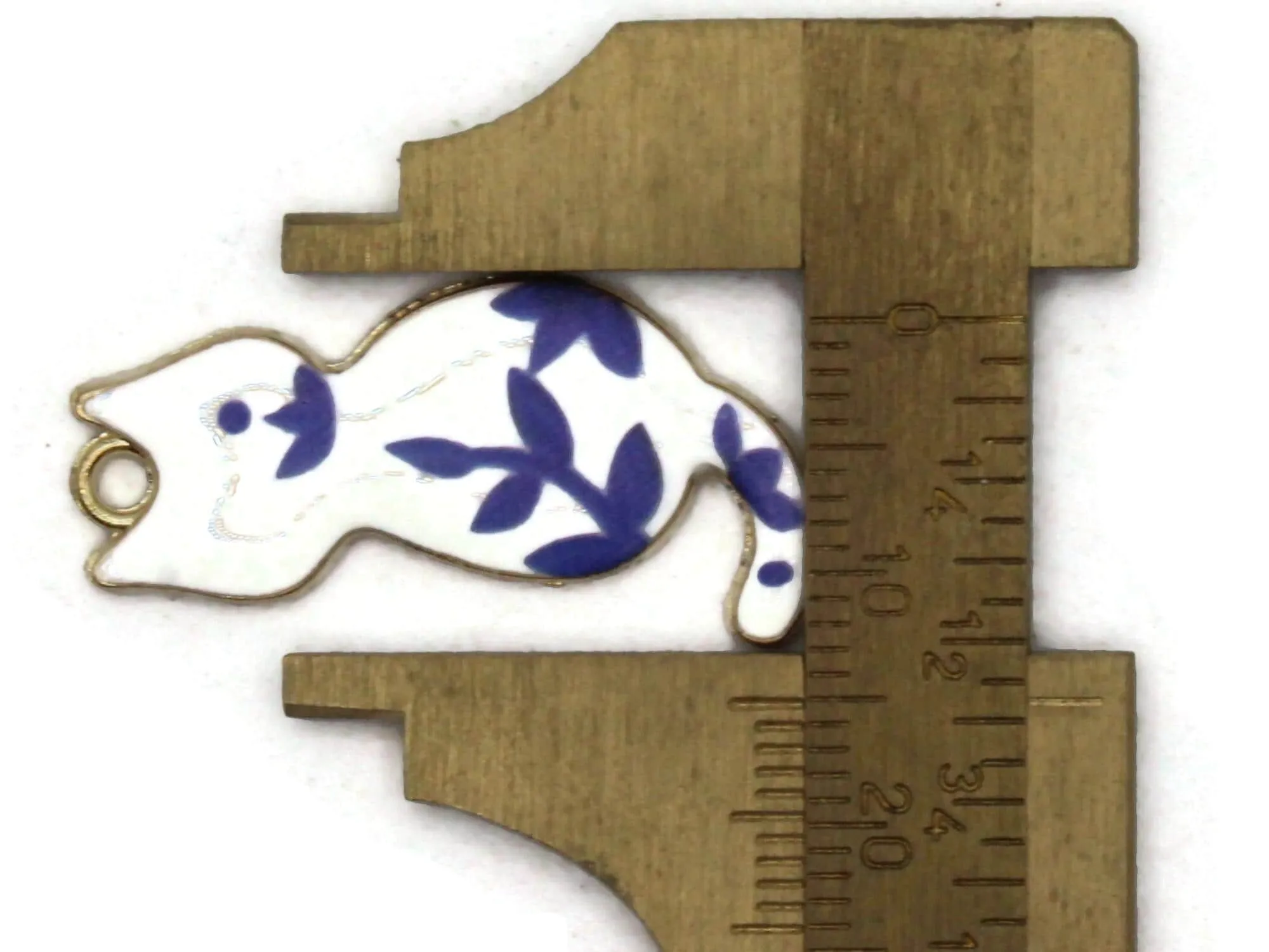 30mm White Orange and Black Cat Enamel and Alloy Metal Pendant