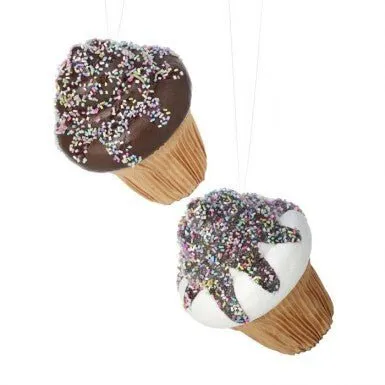 5.5" Chocolate Dipped Cupcake Ornaments