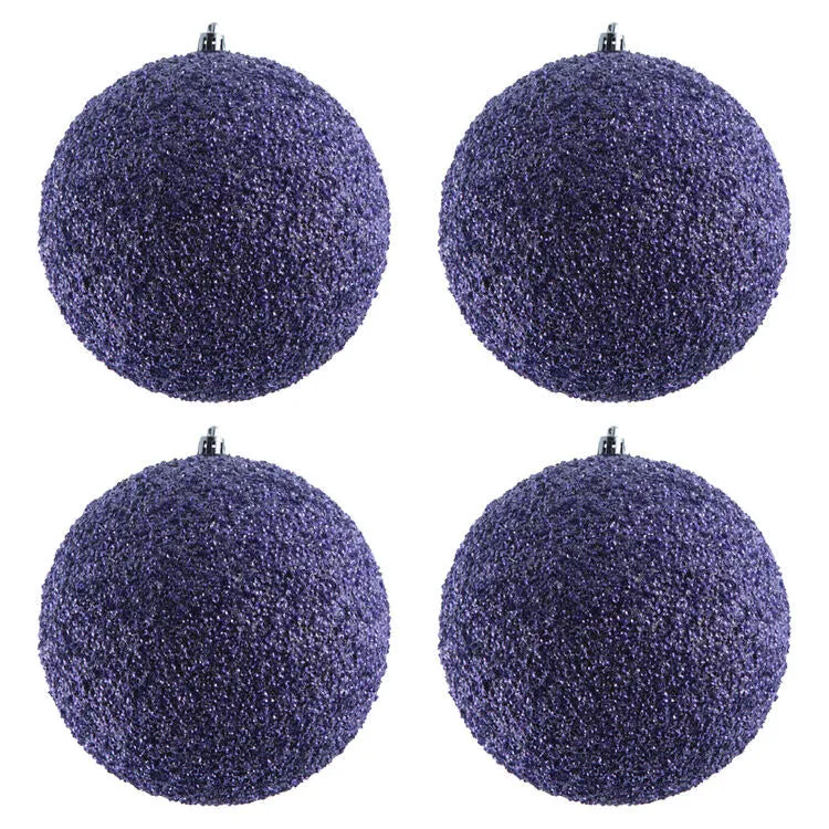 6" Lilac Beaded Ball Ornaments with Drilled Caps 4 Per Bag