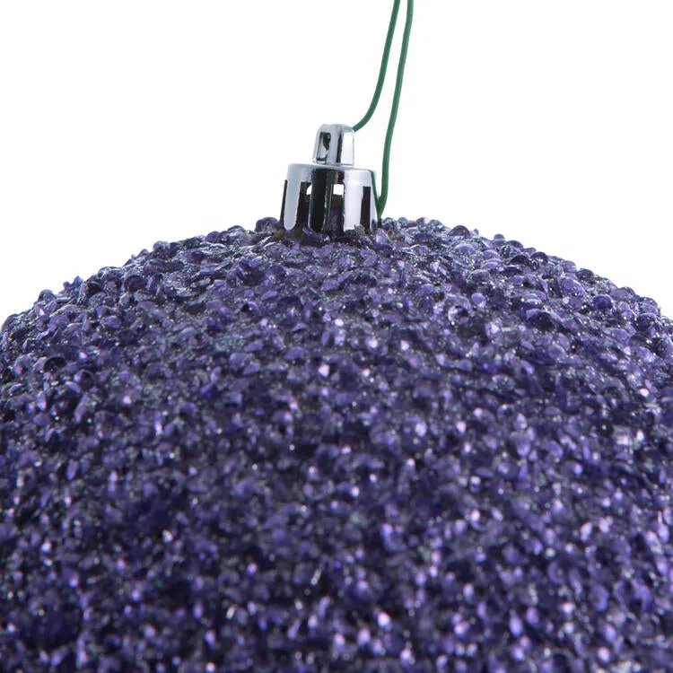 6" Lilac Beaded Ball Ornaments with Drilled Caps 4 Per Bag
