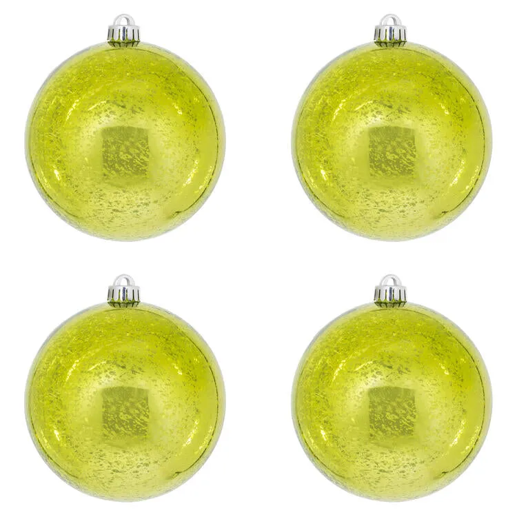 6" Lime Shiny Mercury Balls 4 Per Bag