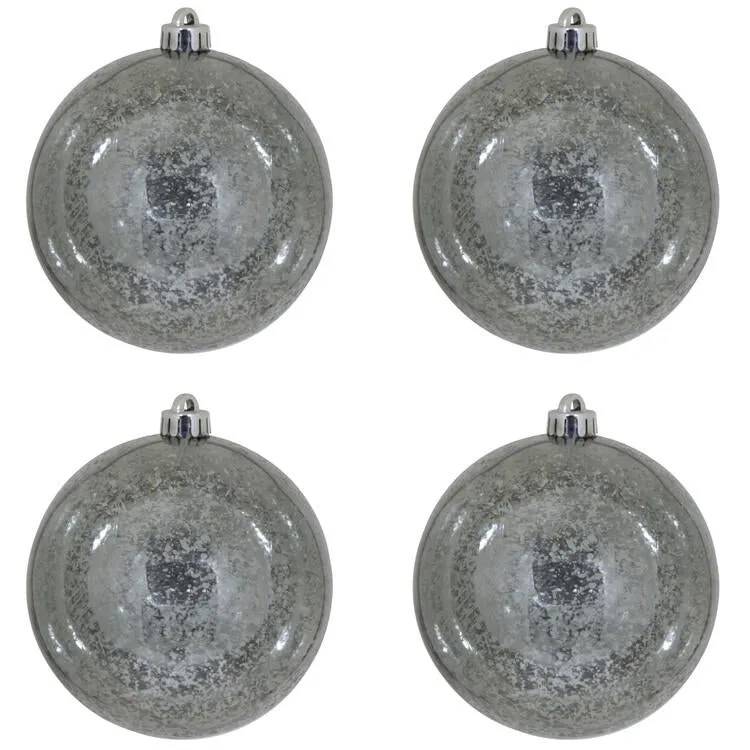 6" Pewter Shiny Mercury Balls 4 Per Bag