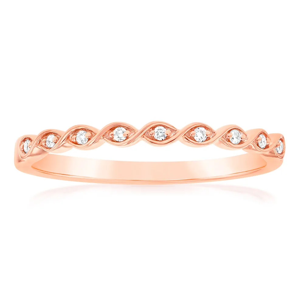 9ct Rose Gold Diamond Ring with 9 Brilliant Diamonds