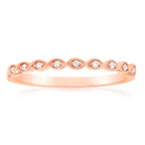 9ct Rose Gold Diamond Ring with 9 Brilliant Diamonds