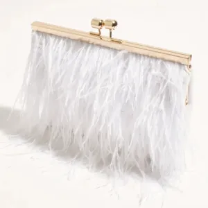 Adorne | Cher Feather Floaty Clutch - White