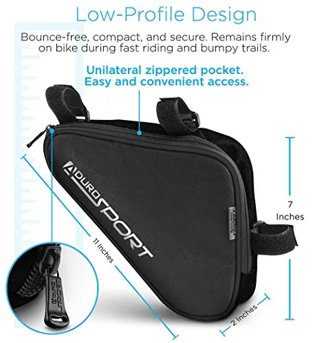 Aduro Sport Bicycle Bike Storage Bag Triangle Saddle Frame Pouch for Cycling (Black)