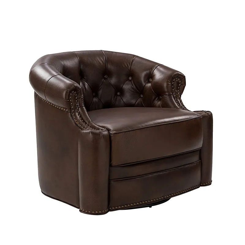 Alonso Classic Chesterfield Genuine Leather Swivel Chair