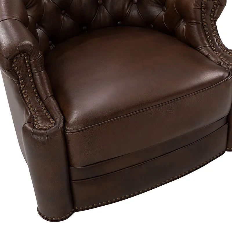 Alonso Classic Chesterfield Genuine Leather Swivel Chair