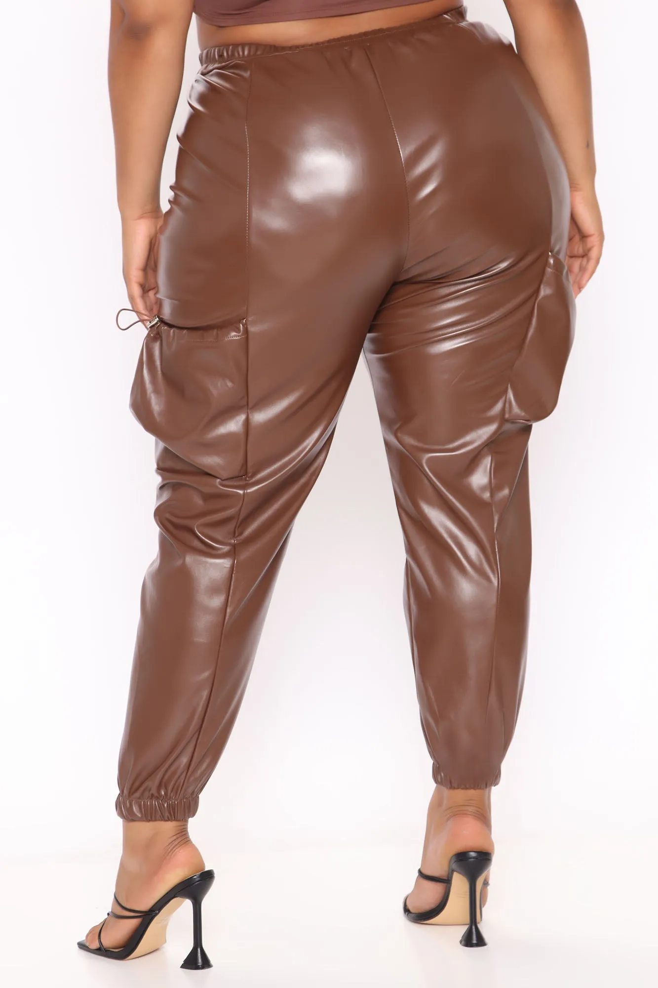 Always Ready Faux Leather Jogger - Chocolate