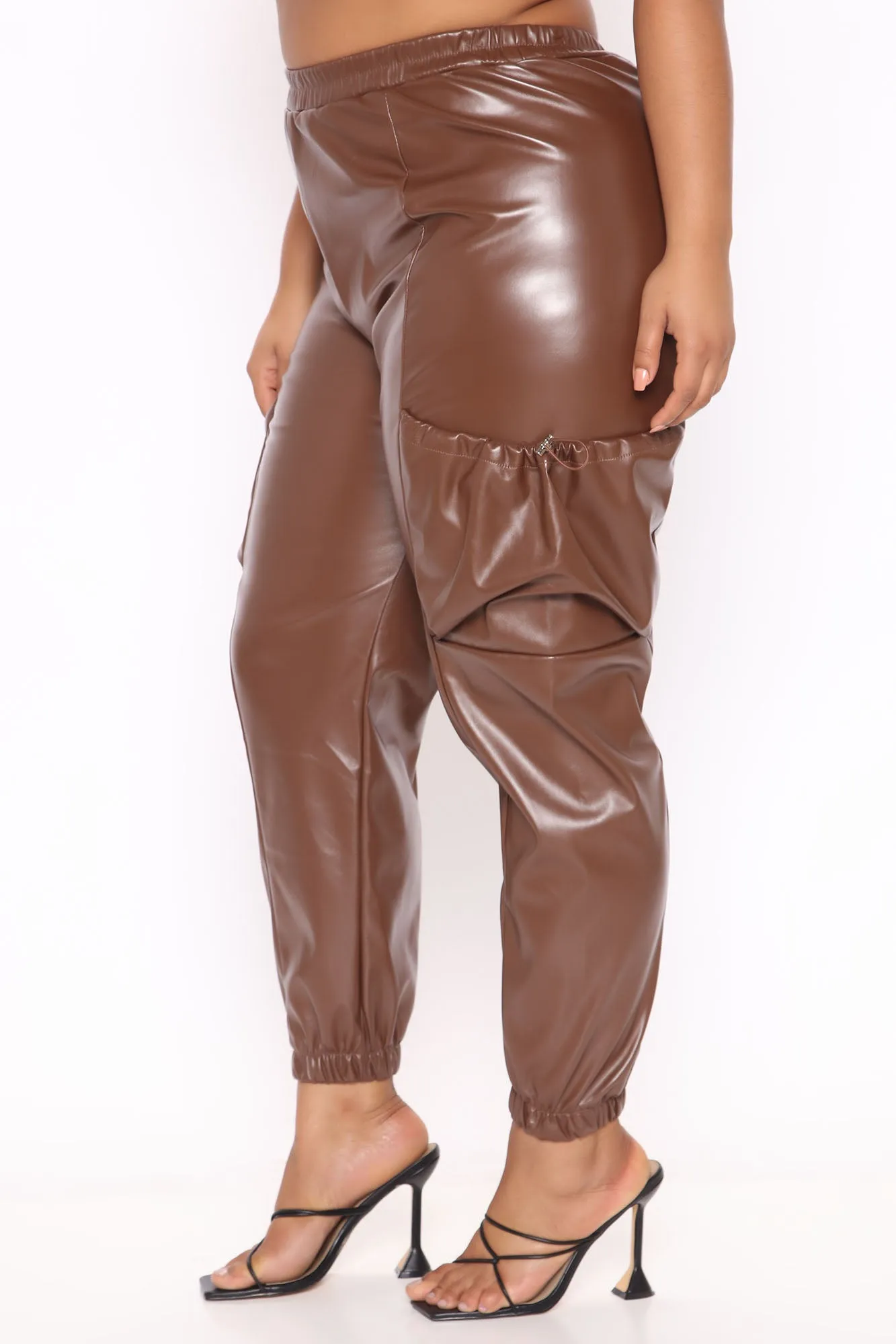 Always Ready Faux Leather Jogger - Chocolate