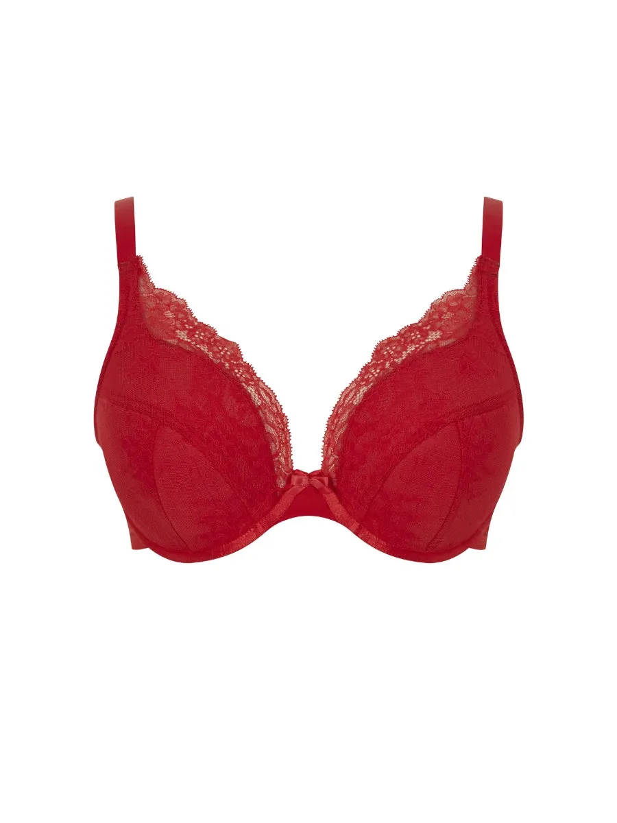 Ana High Apex Plunge Bra - Salsa Red