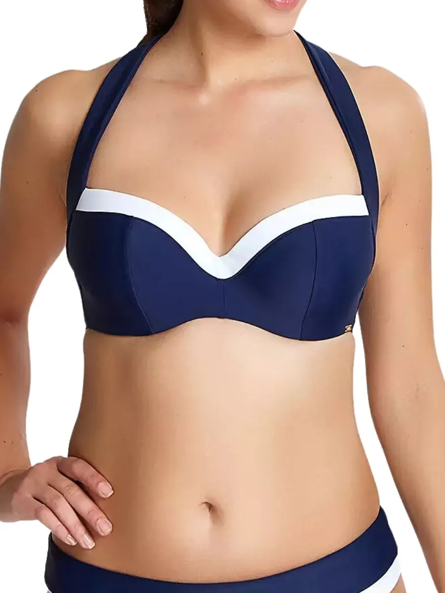 Anya Cruise Multiway Bikini Top - Navy/White