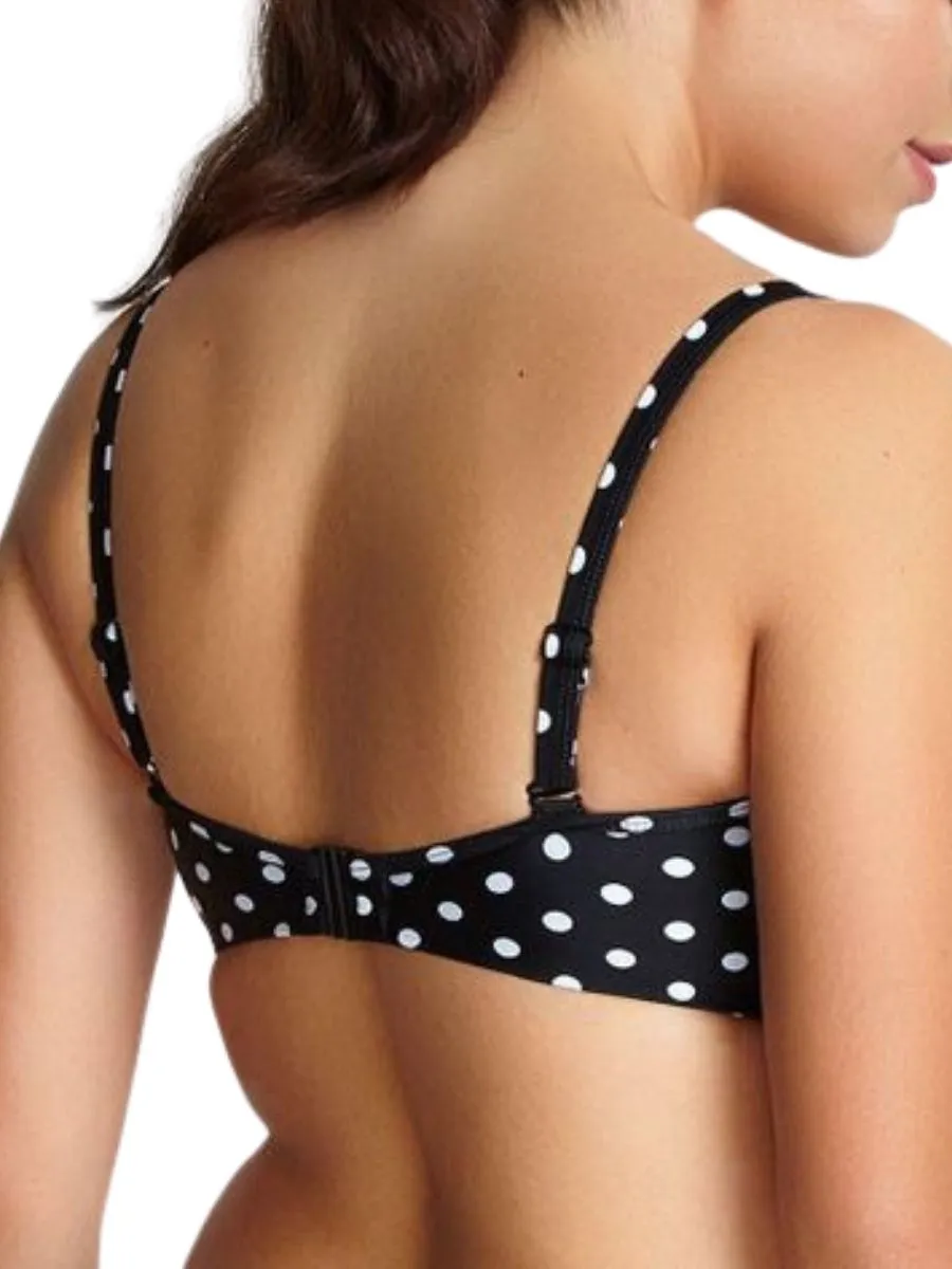 Anya Spot Twist Front Bandeau Bikini Top - Black/White