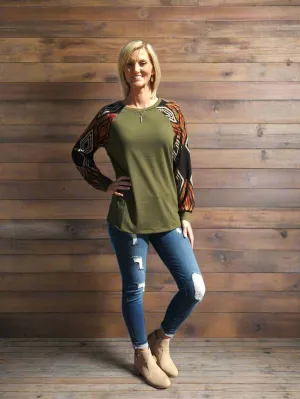 Aztec Print Long Sleeve Shirt