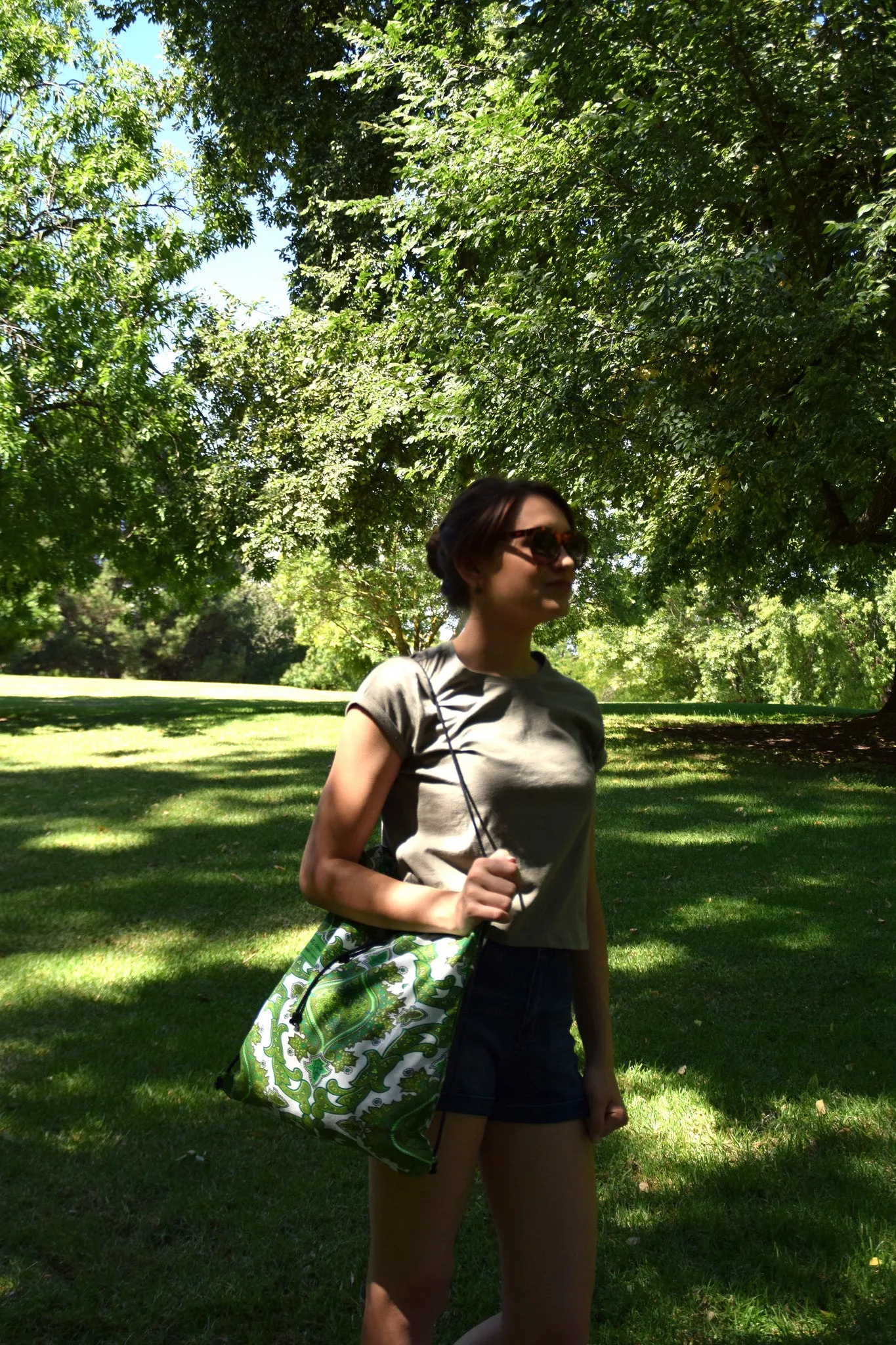 Backpack tote - Vintage giant green paisley