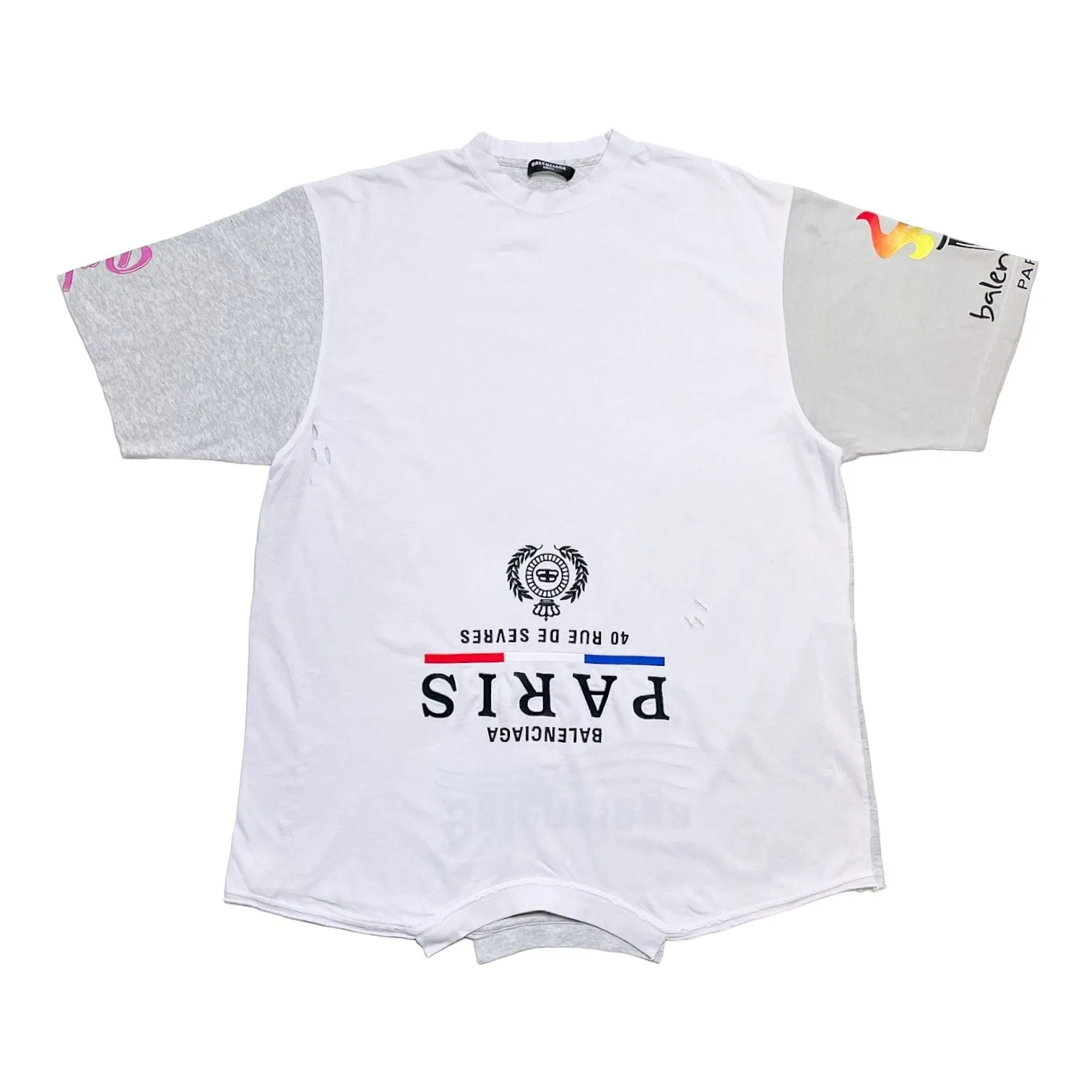 Balenciaga Split Short Sleeve Tee Shirt White Grey Pre-Owned