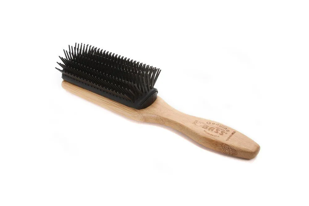 Bass Brushes Style 9 Row Hairbrush with Nylon Bristle & Bamboo Handle 1 Brush