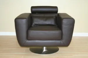 Baxton Studio Swivel-Action Dark brown Club Chair