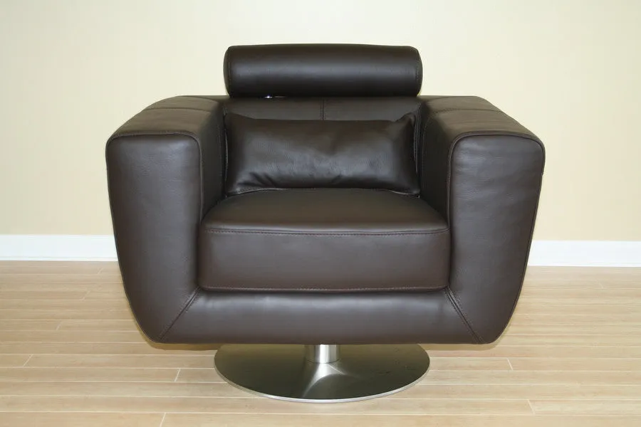 Baxton Studio Swivel-Action Dark brown Club Chair