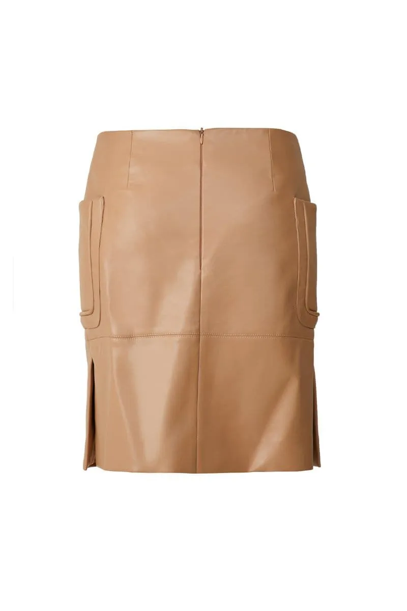 BEIGE FAUX LEATHER SKIRT