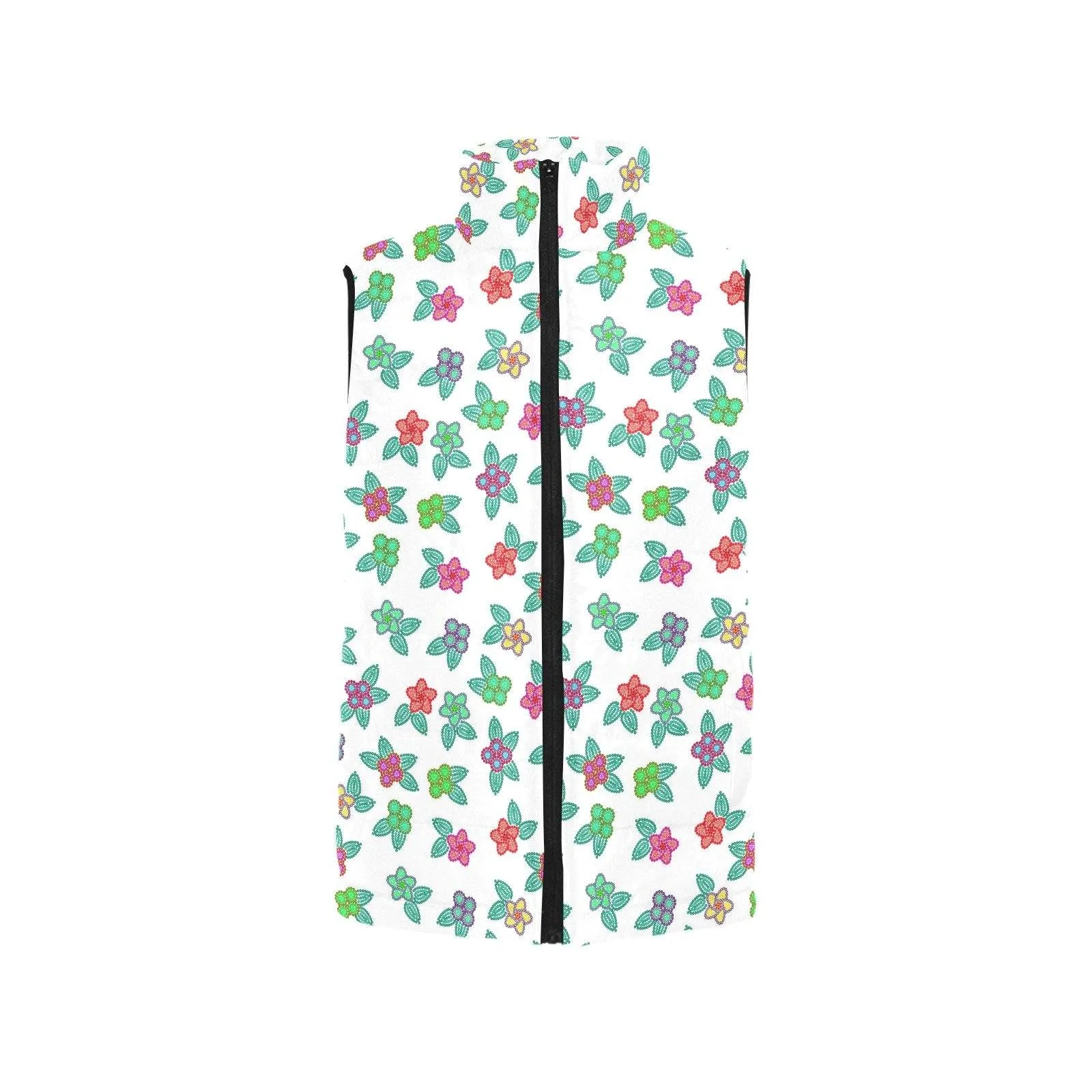 Berry Flowers White Men's Padded Vest Jacket