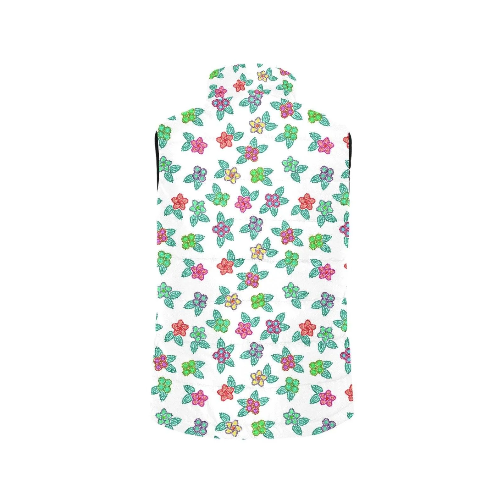 Berry Flowers White Men's Padded Vest Jacket