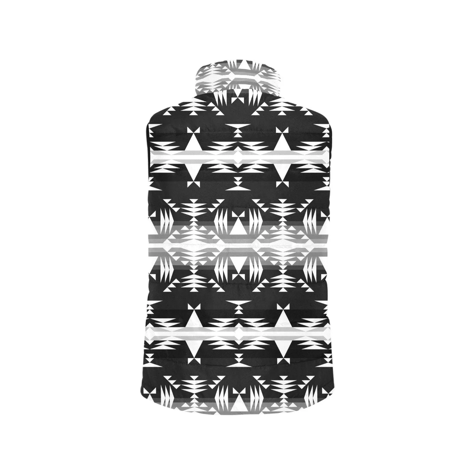 Between the Mountains Black and White Men's Padded Vest Jacket