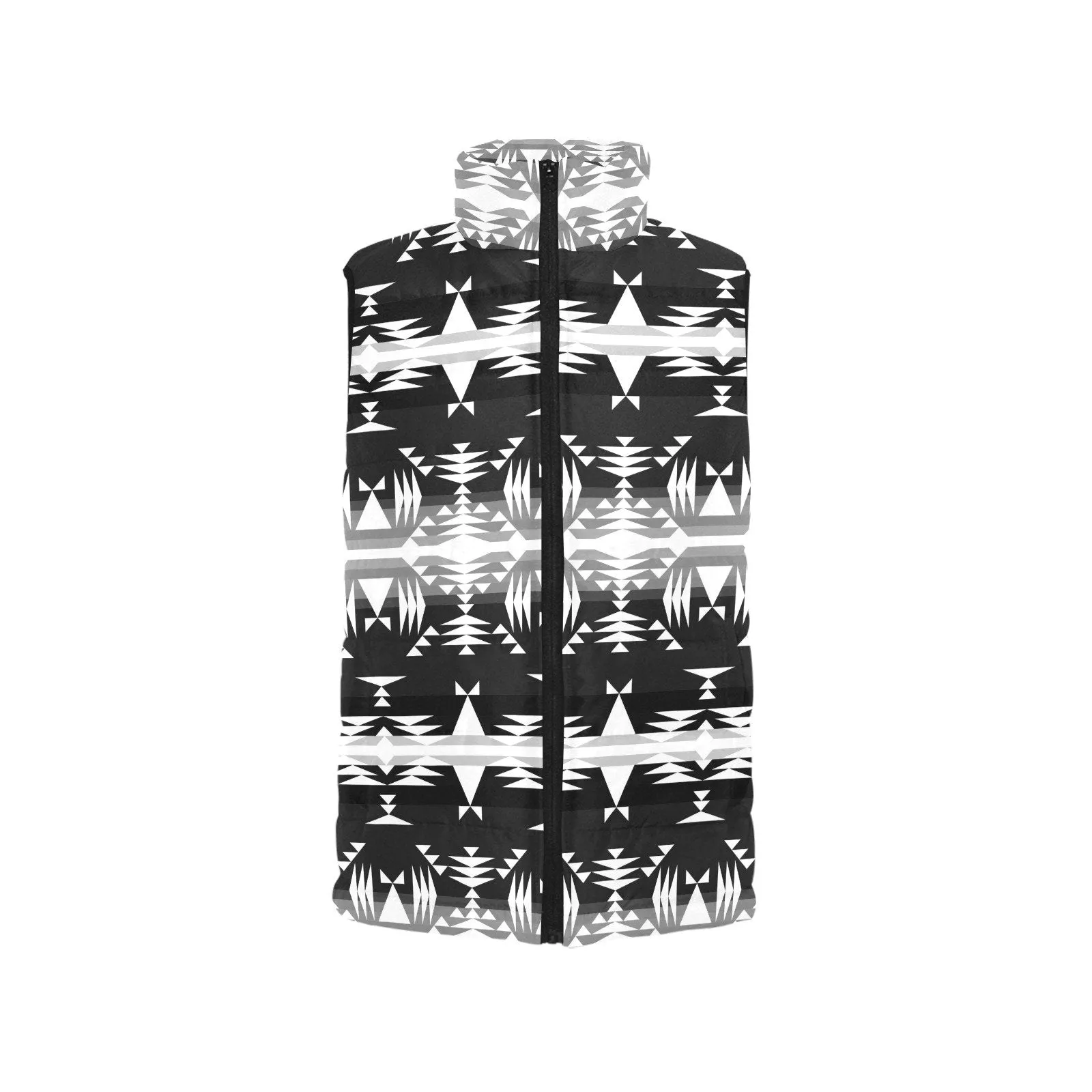 Between the Mountains Black and White Men's Padded Vest Jacket