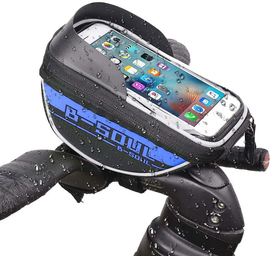 Bike Handlebar Phone Holder Front Frame Bag-Blue