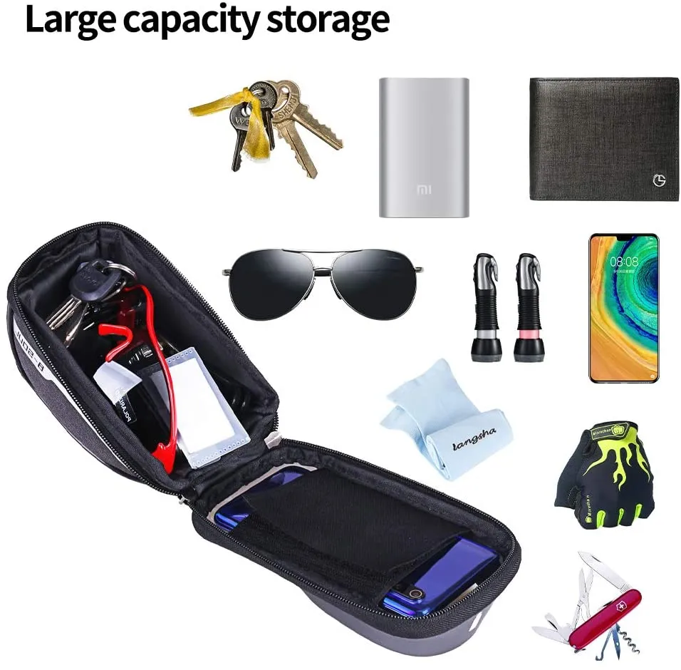 Bike Handlebar Phone Holder Front Frame Bag-Blue