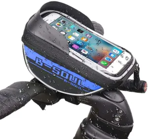 Bike Handlebar Phone Holder Front Frame Bag-Blue