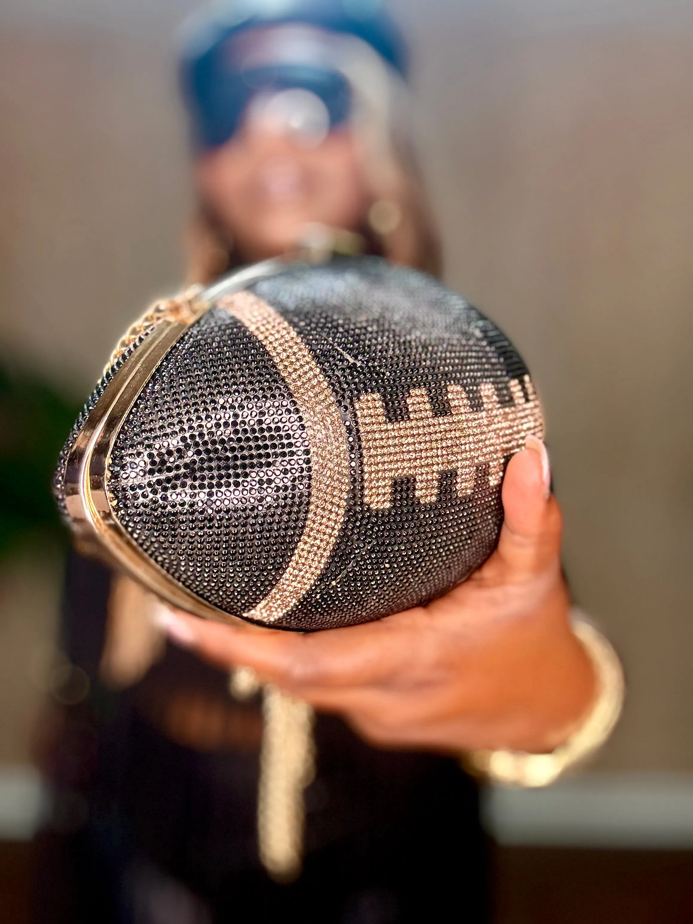 Black & Gold Football Crossbody Clutch