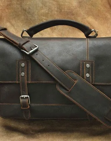 Black Cool Leather Messenger Bag Handbag Shoulder Bag For Men