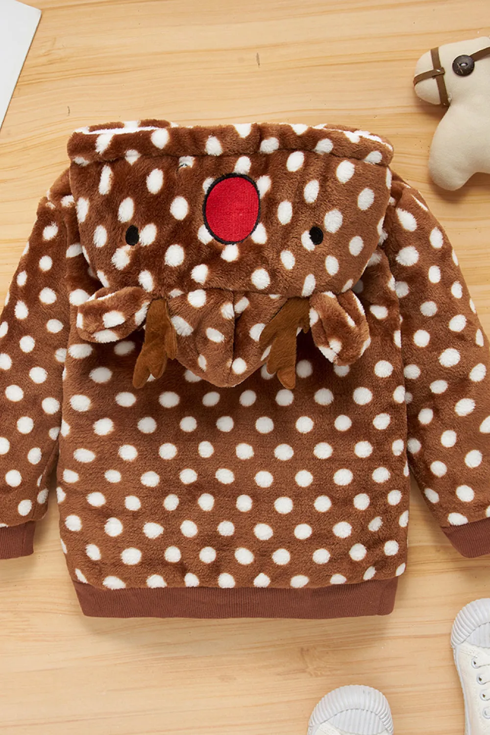 Boys Rudolph Feature Polka Dot Hooded Coat